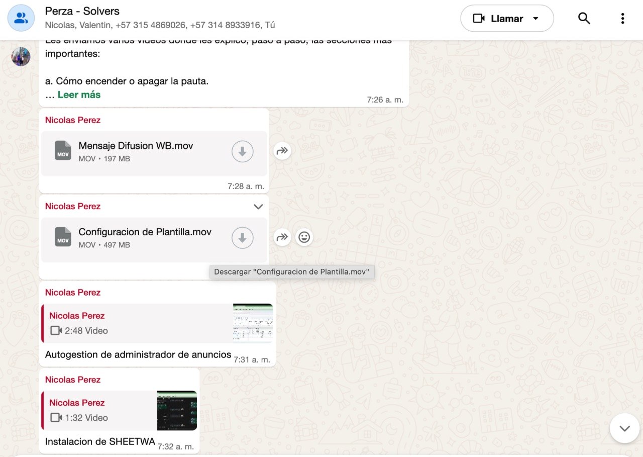 Videos de soporte enviados